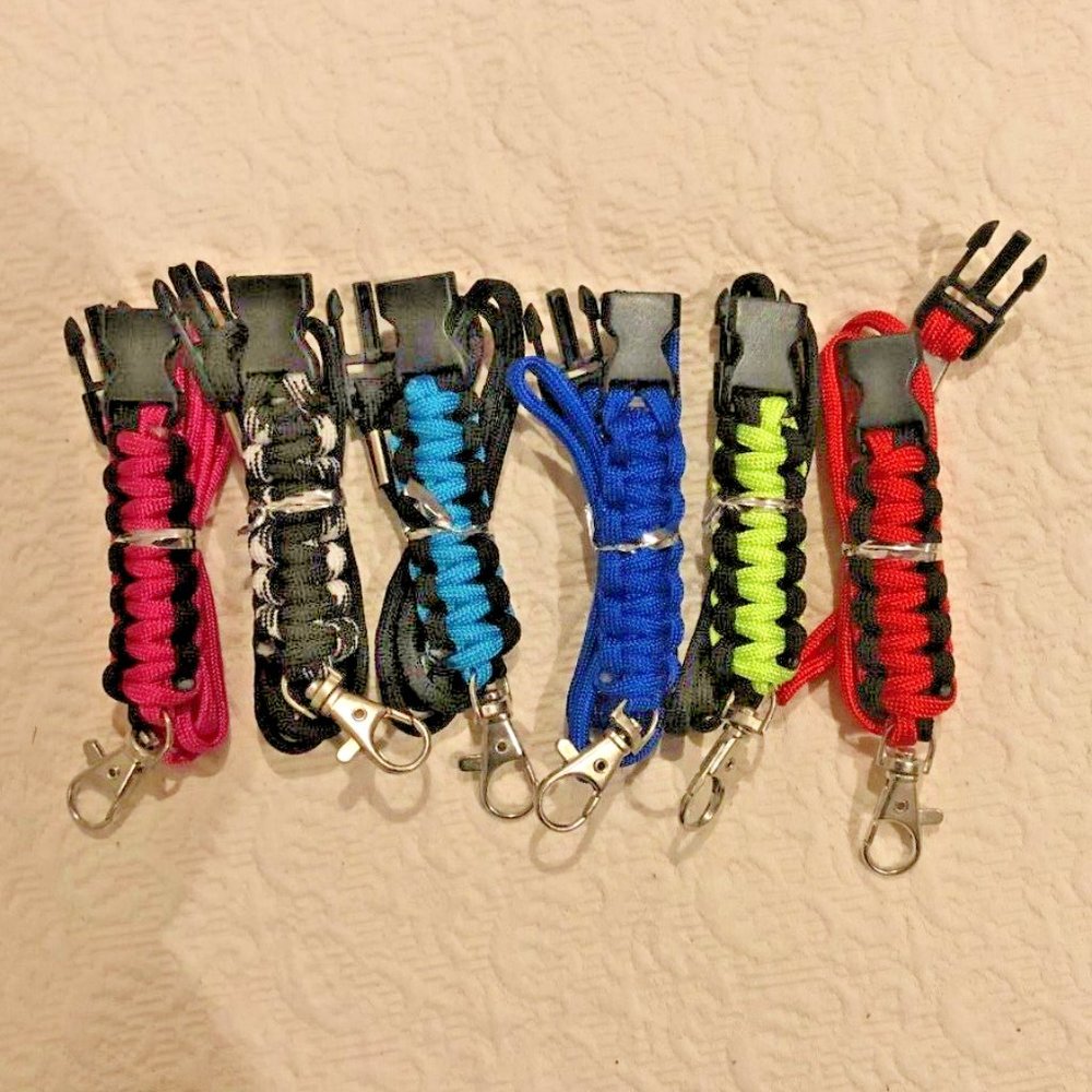 Paracord Lanyard Keychain w/ Breakaway Buckle 6 Colors Lot Of 24